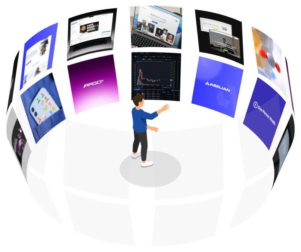 A person standing inside a two-tier ring of Formfactor projects